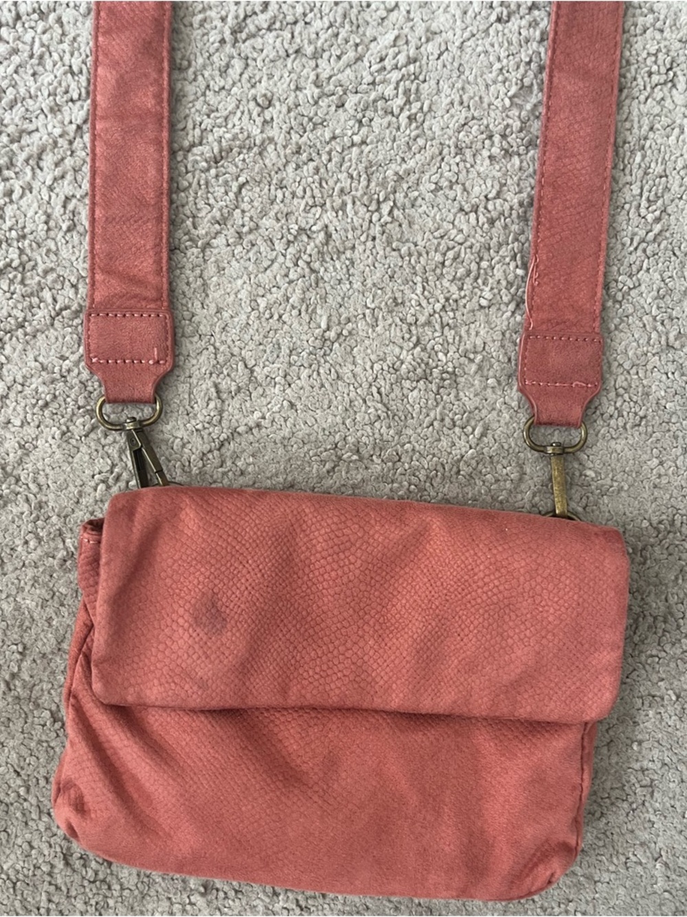 Anthropologie Dusty Coral Crossbody Bag with Adjustable Strap